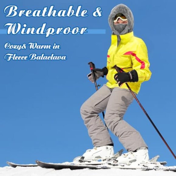 Fleece Balaclava Ski Mask Thermal Windproof 3-in-1 Hood with Touchscreen Gloves main image 8